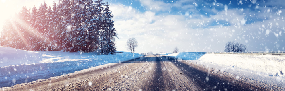 image of an icy road in the winter - Car Health Checks Durham